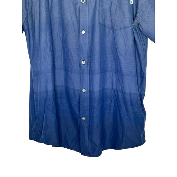 Marmot Mens Blue Gradient Ombré Shirt Large‎ Button Up Outdoor Hiking Camping - Picture 4 of 10